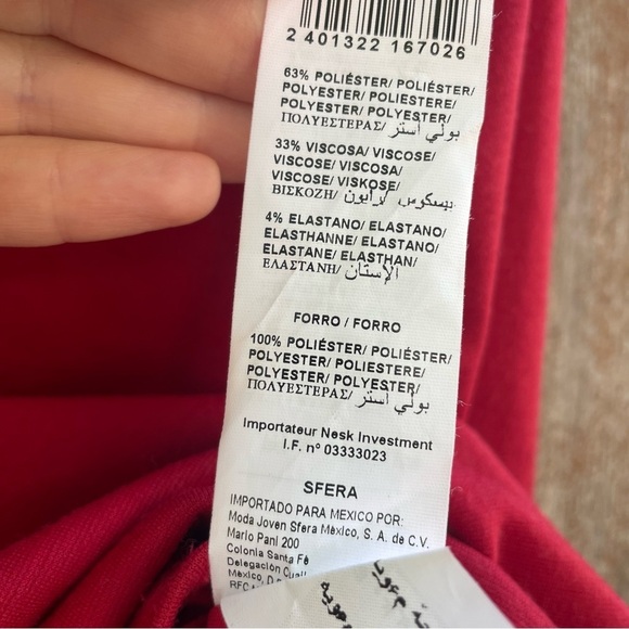 SFERA Women’s Red Pencil Sheath Dress Cap Sleeve Portugal Size Medium - Picture 7 of 14